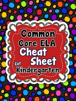 Preview of Kindergarten Common Core ELA Standards CHEAT SHEET (ALL standards on 1 PAGE)