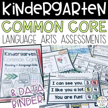 Preview of Kindergarten Language Arts Common Core Assessments + Data Binder