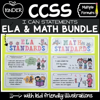 Preview of Kindergarten Common Core I Can Statements Posters