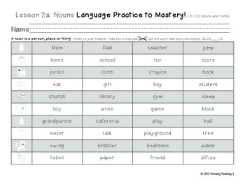 Kindergarten Common Core Language Practice to Mastery K.L.1 Edition