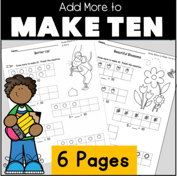 kindergarten common core math add to make 10 draw more to make 10 koa4