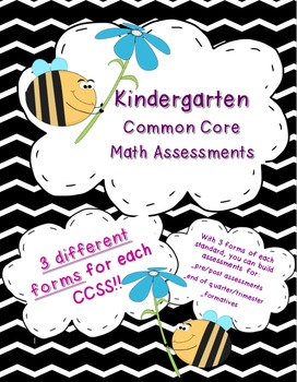 Preview of Kindergarten Common Core Math Assessments K.CC, K.OA, K.NBT, K.MD, K.G