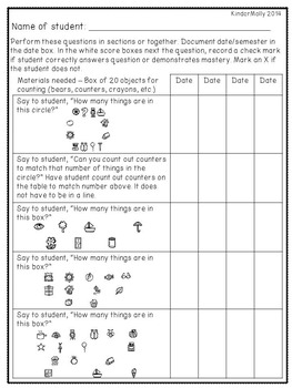 kindergarten common core math assessments packet by kindermolly tpt