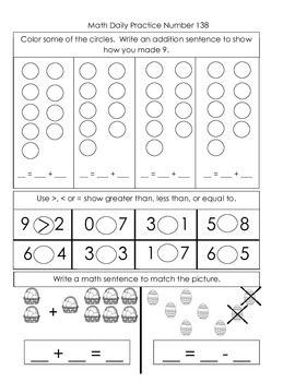 Preview of Kindergarten Common Core Math Daily Practice - Fourth Term