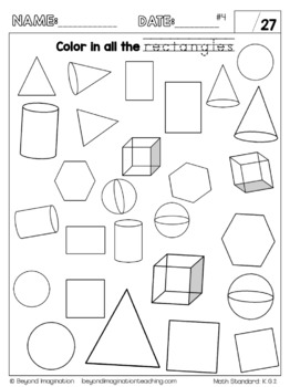 kindergarten math worksheets geometry identify and describe shapes common core