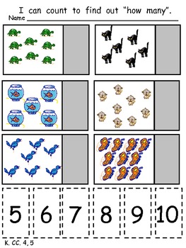 Kindergarten Common Core Math Practice- Counting and Cardinality