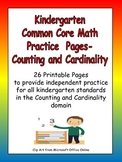 Kindergarten Common Core Math Practice- Counting and Cardinality