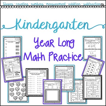 Preview of Kindergarten Year Long Math Practice (No prep!)