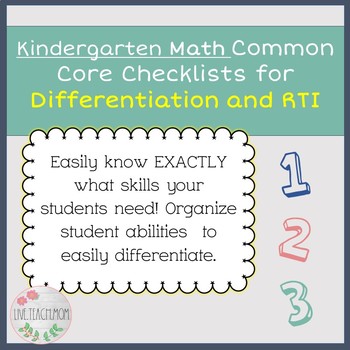 Preview of Kindergarten Common Core Math Standards Tracker and Checklist