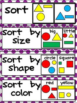 Kindergarten Common Core Math Vocabulary Word Wall Cards by Melissa