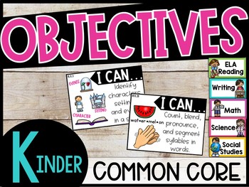 Preview of Kindergarten Objectives - "I can" posters Common Core Standards