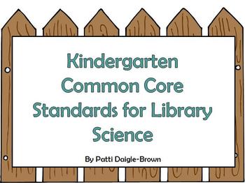 Preview of Kindergarten Common Core Posters For Library Science