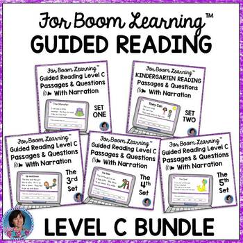 Preview of Boom Cards Distance Learning Kindergarten Guided Reading Comprehension Level C