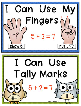 Math Strategy Posters Addition Problems Kindergarten First Common Core