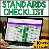 Kindergarten Common Core Standards Checklist Google Sheets