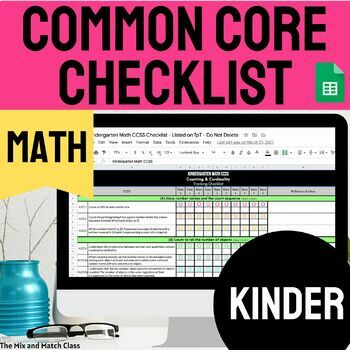 Preview of Kindergarten Common Core Standards Checklist for Math DIGITAL