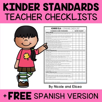 Preview of Kindergarten Common Core Standards Checklists + FREE Spanish