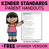 Kindergarten Common Core Standards Parent Handouts + FREE Spanish