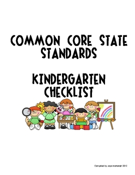 Preview of Kindergarten Common Core State Standards Checklist