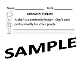 Kindergarten Common Core Writing Community Helpers Chefs