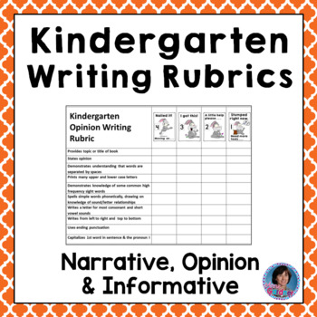 Preview of ✎ Editable Kindergarten Writing Rubrics for Opinion, Informative and Narrative