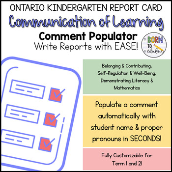 Preview of Kindergarten Communication of Learning Report Card Auto-Generating Document