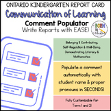 Kindergarten Communication of Learning Report Card Auto-Ge