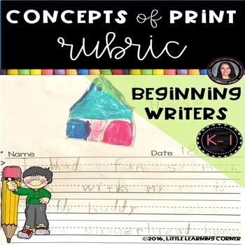 Preview of Kindergarten Concepts of Print Writing Rubric