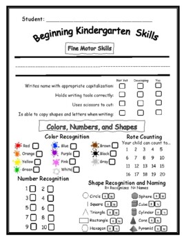 Preview of Kindergarten Conference Form