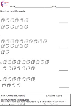 kindergarten counting cardinality common core math worksheets k cc