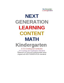 Preview of Kindergarten Counting & Cardinality Next Generation Math Worksheets K.CC.