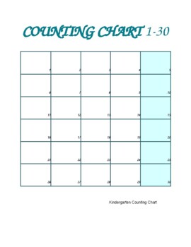 Preview of Kindergarten Counting Chart from 1 to 30 (Editable & Fillable resource)