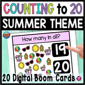 Preview of Kindergarten Counting Objects to 20 Digital Math Center Boom Cards  