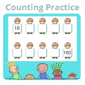 Preview of Kindergarten Counting by Tens Worksheets (Numbers up to 100)