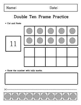 Kindergarten - Cutting and Paste - Double Ten Frame Practice by Connor Jeon