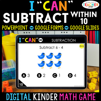 Kindergarten Digital Math Game | Subtraction Within 10 | Distance Learning