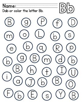 Kindergarten Dab/Color the Letter Alphabet Worksheets | TPT