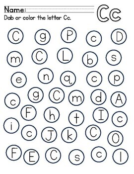 Kindergarten Dab/Color the Letter Alphabet Worksheets | TPT