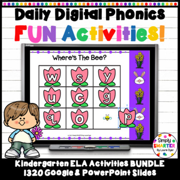 Preview of Kindergarten Daily Digital Phonics Fun Activities For GOOGLE SLIDES BUNDLE