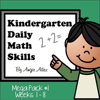 Preview of Kindergarten Daily Math Skills Mega Pack #1- Weeks 1-8