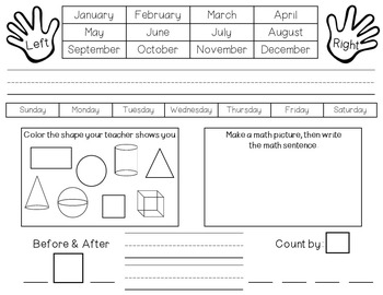 Preview of FREE Kindergarten Daily Review Calendar Organizer {EDITABLE}