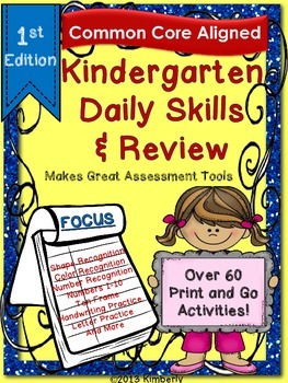 Preview of Kindergarten Daily Skills & Review (65 Common Core Aligned Print & Go Pages)