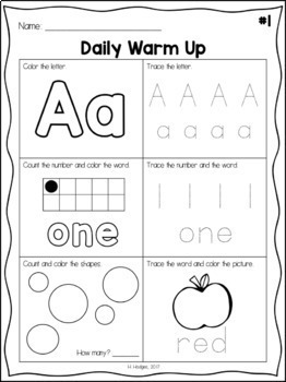 Kindergarten Daily Warm Up Activities by Research and Play | TpT