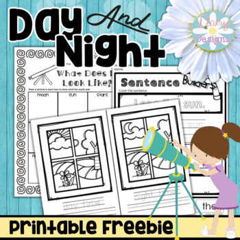 Preview of Kindergarten Day Time, Night Time, Space Pack FREE SAMPLER - Day and Night