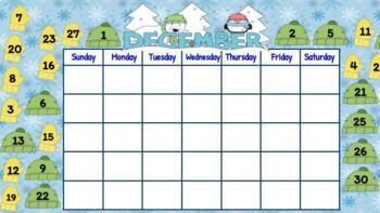 Kindergarten December Calendar and Math Activities for GOOGLE SLIDES