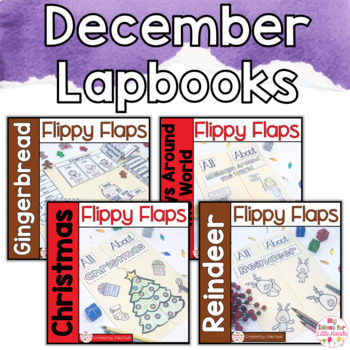 Preview of Kindergarten December Christmas Lapbook Activity Bundle Interactive Notebook