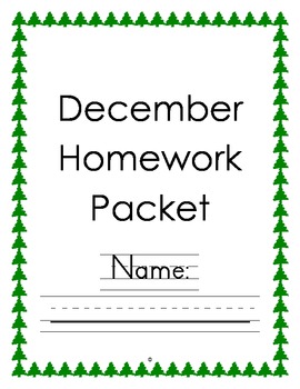 Preview of Kindergarten December Homework Packet - Common Core Aligned