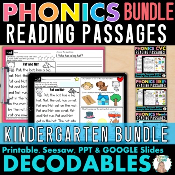 Preview of Kindergarten Decodables The Science of Reading Phonics Decodable Reader Passages
