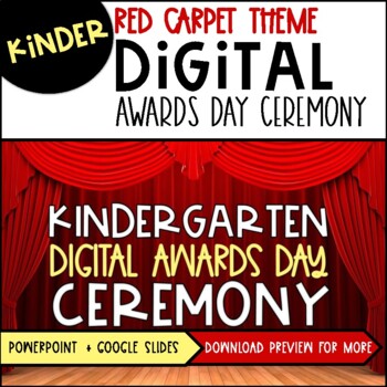 Preview of Kindergarten Digital Awards PowerPoint | Red Carpet Theme | Distance Learning