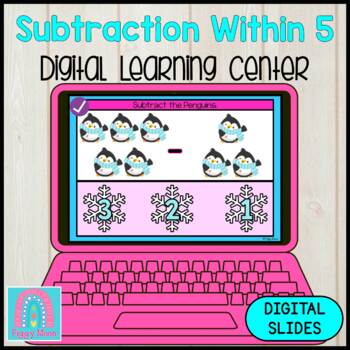 Preview of Kindergarten Digital Center : MATH : Penguins Subtraction Within 5
